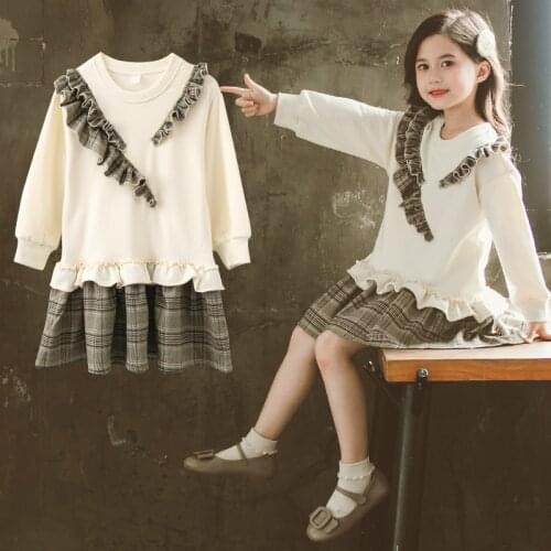 New 2020 Girl Dress Children Spring Autumn Lotus Leaf Edge Long Sleeve Kids Dresses for Girls Casual School Wear Princess Dress
