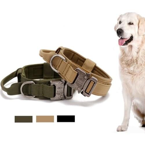 Pet Collar Adjustable Nylon Tactical Collar Military Training Dog Collar Suitable for Large and Medium Dog Pet Supplies Solid