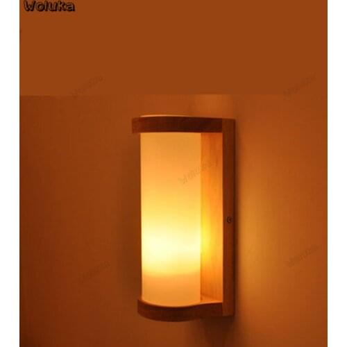Simple modern solid wood bedside wall lamp living room hallway wall lamp porch lamp warm bedroom bedside lamp CD50 W07