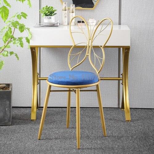 Nordic light luxury iron dressing stool butterfly dressing table stool simple creative casual dining chair net red makeup chair