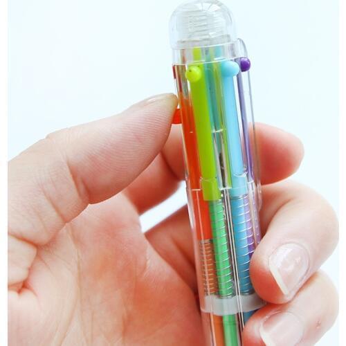 1 pcs transparent plastic color ballpoint pen creative students press oil pen gift pen office pen