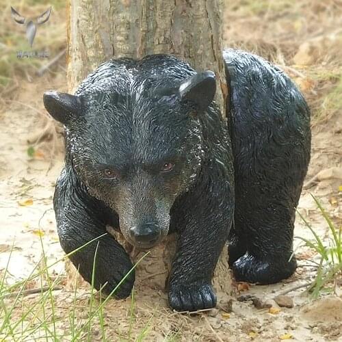 Tree Hugger Statue Figurine Black Bear Outdoor Garden Tree Decoration Animal Sculpture for Garden Decor