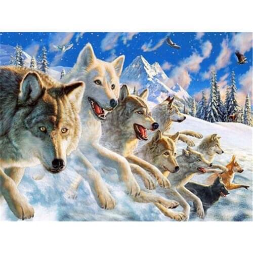 Wolf Animal Winter DIY 11CT Cross Stitch Embroidery Kits Craft Needlework Set Cotton Thread Printed Canvas Home Sale
