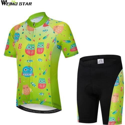 Weimostar Children Cycling Clothing Cartoon Boys Girls Bike Jersey Sets Shockprof Gel Padded Bicycle Wear Clothes Cycling Set