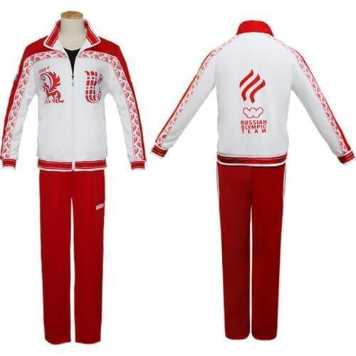 Yuri!!! on Ice Cosplay Costume Japanese Anime Victor Nikiforov Red Jacket Pants Sport Suit Track Suit Halloween Party Costume