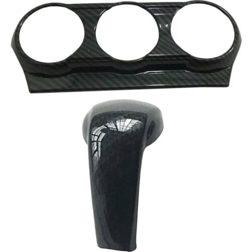 1Pcs Carbon Fiber Interior Air Condition Outlet Panel Cover Trim & 1Pcs Carbon Fiber Print Gear Shift Knob Cover Trim