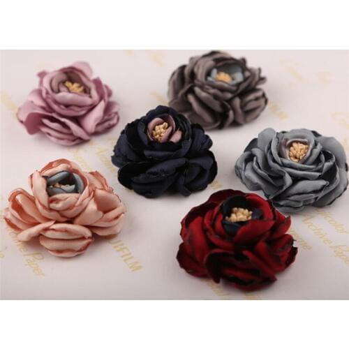 10PCS Satin Yarn Flower Patch Sewing on Applique Dress Swimsuit Hair Accessories Shoes Bags DIY Apparel Decoration Patches