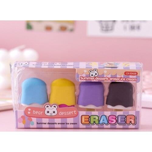12box 1pc Kawaii Stationery Pencil Rubber Eraser Student Prizes Gift Solid Color Soft Eraser School Supply Food New wholesale