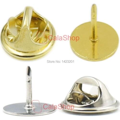 200 Sets / Lot 10mm 3/8" TIE Tacks Pin Round Pinch Clutch Leather Craft Pad Clutches Nickel Gold Wholesale