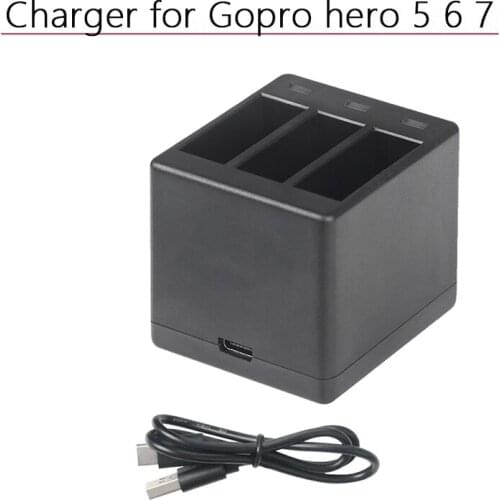 3 In 1 Battery Charger for Gopro Hero 5 6 7 Charging Box Charging Hub with USB Data Line Sports Camera Replacement Accessories