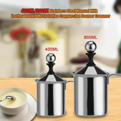 400/800ML Manual Foam Maker Milk Frother Coffee Whisking Head Double Mesh NEW Catering Supplies Flower Shaped Bowl