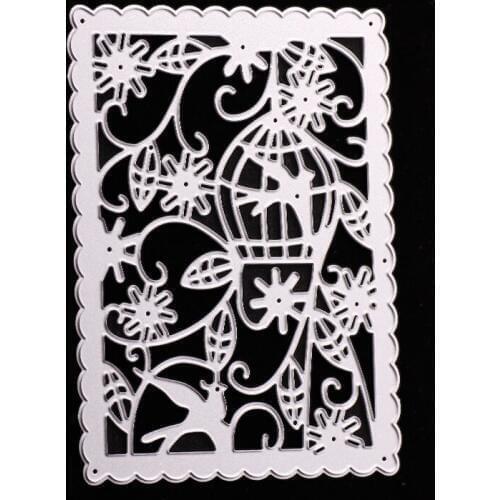 ABOOM New Silver Flower Frame Cutting Dies Birdcage Design Floral Carbon Steel Embossing Cut Die Stencil Card Making Folder