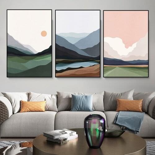 Abstract Landscape Canvas Painting Modern Mountain Prints and Posters Cuadros Nordic Wall Art Picture for Living Room Home Decor