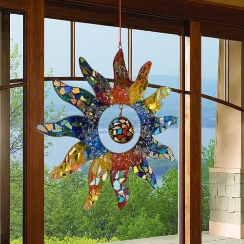 Acrylic Sunflower Ornament Home Pendant Decoration Suncatchers Outdoor Rainbow Home Window Decoration Pendant