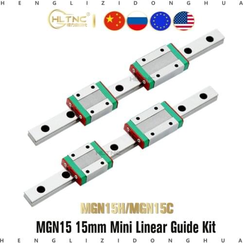 Free shippingNEW 15mm Linear Guide MGN15 100 150 200 250 300 350 400 450 500 550 linear rail + MGN15H or MGN15C block 3d