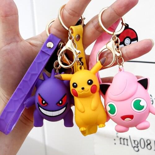 Pokemon Keychain Psyduck Pikachu Action Figure Keyring Action Figure Model Car Pendant Kawaii Anime Cartoon Cute Kids Toys Gifts