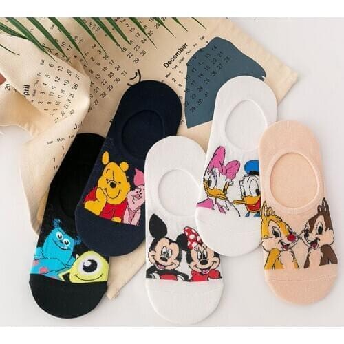 Disney 1pair girl Boat Socks spring and summer new Japanese cartoon anime female invisible socks silicone non-slip casual socks