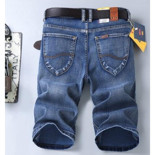 Summer MenS High-End Brand Denim Shorts Classic Fashion Retro All-Match Stretch Denim Five-Point Pants Male Casual Loose Jeans