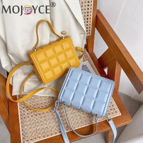 Elegant Checkered Printing Shoulder Bags Female Flap Solid Color Messenger Bags Women PU Leather Crossbody Bags