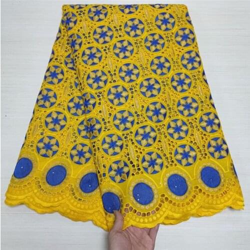 Cotton Swiss voile lace fabric Yellow embroidery african lace fabric 2020 latest volie lace With Holes