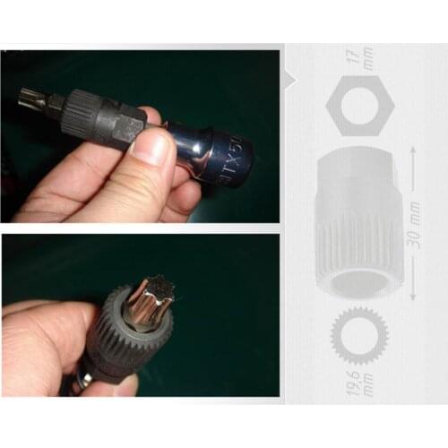 33Teeth V-Belt Pulley Center Bolt Metal Removal Car Alternator Socket Center Removal Tool for Volkswagen Audi Mercedes BMW Volvo