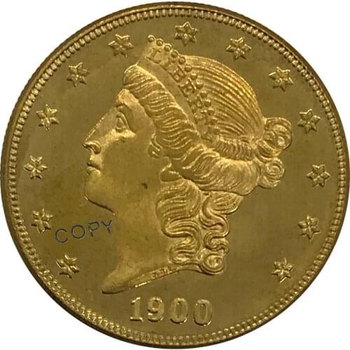 1900 United States 20 Twenty Dollars Liberty Head Double Eagle with motto Gold coin Brass Collectibles Copy Coin
