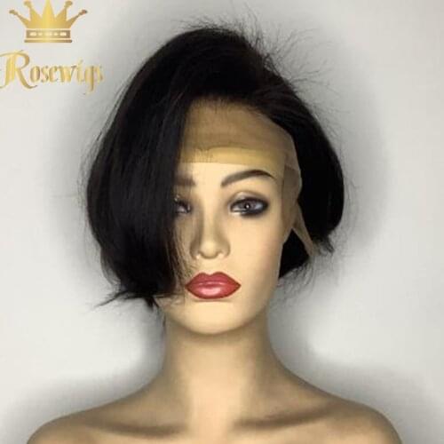 Pixie Cut Short 13*4 Front Lace Human Hair Wigs 10inches 150% Wave 4*4 Closure Wig Natural Black For Women Limited Time Sale