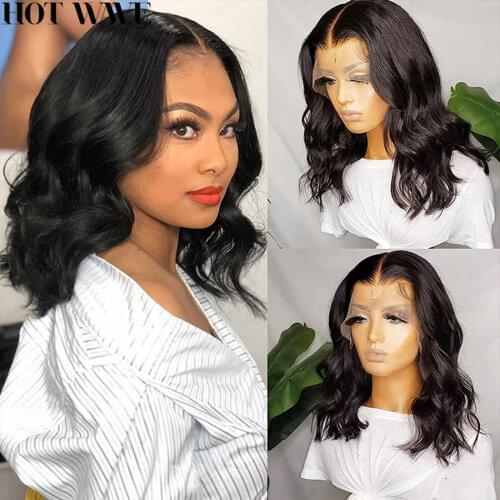 Short Bob Wig Body Wave Wigs Transparent Lace Front Human Hair Wig T Part Wet And Wavy PrePlucked Lace Frontal Human Hair Wigs