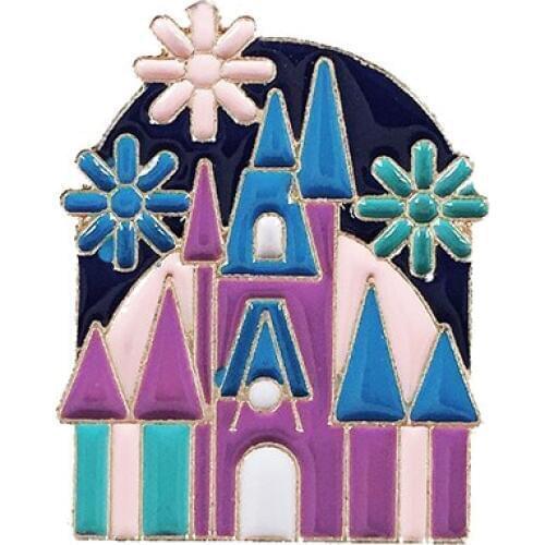 Purple Castle Metal Enamel Brooch Cute Magic Palace Badge Pin Charming Unique Childrens Clothing Backpack Jewelry Accessories