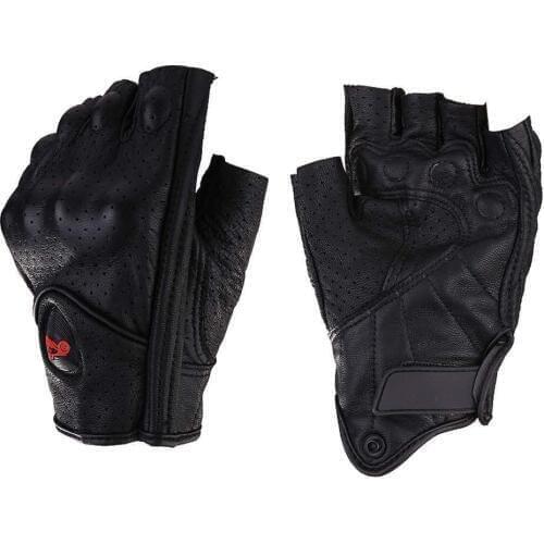 Motorcycle Gloves Leather Summer Breathable Half Finger Gloves Unisex Mitt Fingerless Glove for Men Women Scooter Moto Mitten El