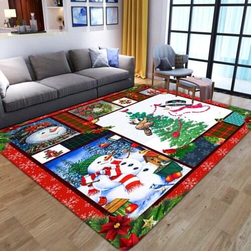 Cartoon snowman Merry Christmas Tree Carpet home non-slip Entrance Doormat Floor Mats for Kids Paly Living Room bedroom area rug