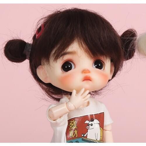 1/8 bjd doll wig soft mohair for BJD SD DD ob11 wig white brown Cute bangs double ball wig Doll accessories Multi-color options