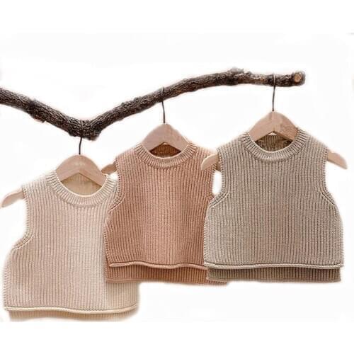 Baby Girls Sweaters Baby Girl Solid Sleeveless Pullover Vest Baby Boys Sweaters Knit Vest Kids Toddler Autumn Outerwear
