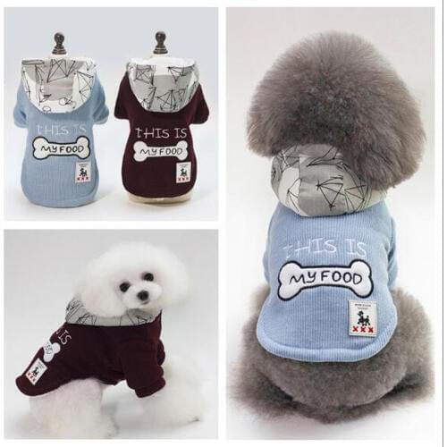 Bone pattern Dog Clothes Winter Soft Hoodie Chihuahua Clothes Warm Pet Dog Clothes Winter Dog Clothing for Chihuahua Yorkie Coat
