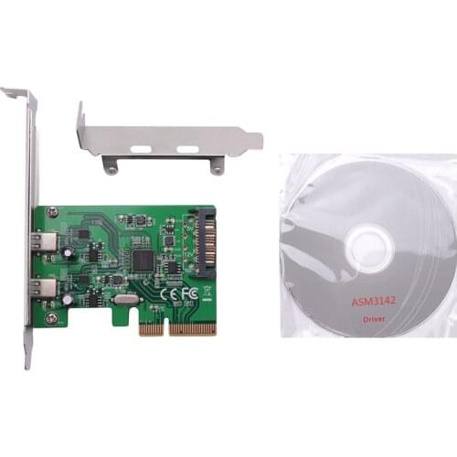 PCIE to USB3.1 Type-C Riser Card PCI-E USB3.1 Expander ASM1142 2-Port Adapter Card for PCI-E4X PCI-E8X PCI-E16X