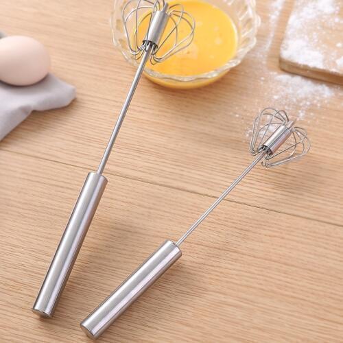 Semi-automatic Mixer Egg Beater Manual Self Turning Stainless Steel Whisk Hand Blender Egg Cream Stirring Cooking Kitchen Tools