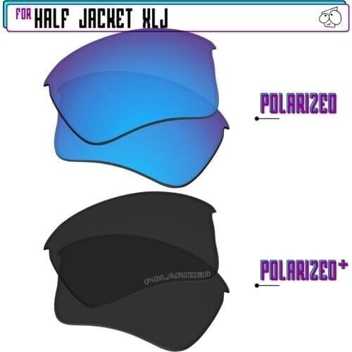 EZReplace Polarized Replacement Lenses for - Oakley Half Jacket XLJ Sunglasses - Black P Plus-Blue P