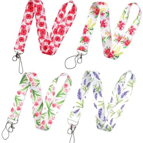 ZF1767 1pcs High Quality Beautiful Flowers Creative Badge ID Lanyards Mobile Phone Rope Key Lanyard Neck Straps Accessories