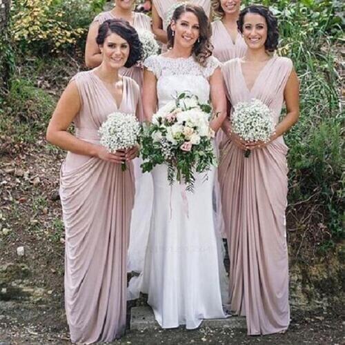 Long Bridesmaid Dresses 2019 Womens Wedding Party Sexy Shoulder Chiffon Bridesmaid Dresses Wedding Special Event Dresses