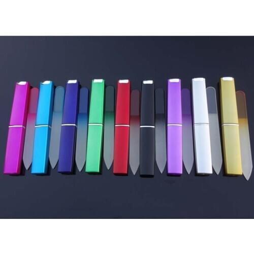Crystal Glass Nail File with Match HARD CASE 3 1/2" Your Choice of Colors NF009