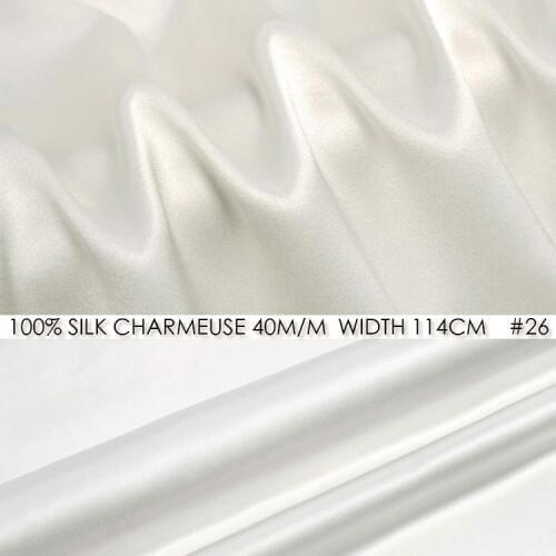 SILK CHARMEUSE SATIN 114cm width 40momme/100% Pure Silk Fabric Meter Heavy Silk Natural White Wedding Dress Party Dress NO 26