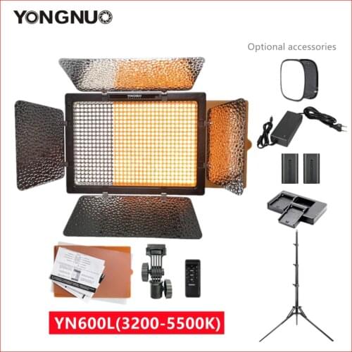 Yongnuo YN600L LED Video Light 3200K-5500K Photography Lamp Optional with Adapter/Battery/Tripod/softbox For Makeup Vlog TikTok