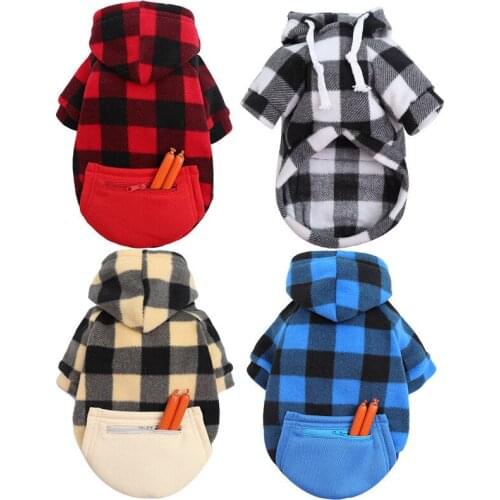 Small Dogs Pet Hoodies Soft Fleece Winter Warm Clothing for Dogs Coat Puppy Outfit Pet Plaid Clothes For Puppy Hoodies Chihuahua