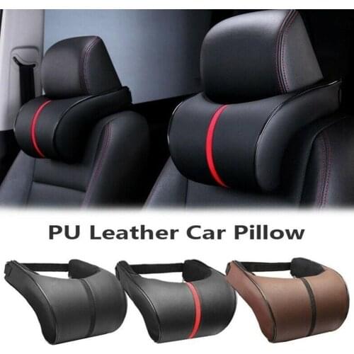 Comfortable Leather Car Front Seat Headrest Pad Memory Foam Head Neck Rest Pillow Support Cushion Travel Sleeping