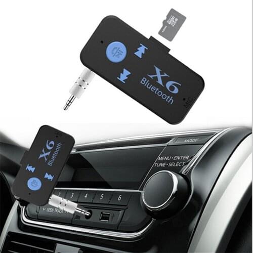 X6 Bluetooth Car Kit Handfree Speakerphone TF SD Card Reader AUX Adapter for Music Receiver Wireless Audio Receiver MP3 Player