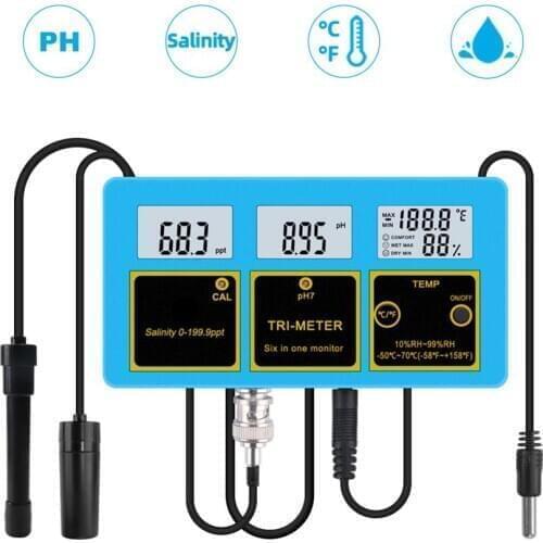Yieryi 3 In 1 PH&Salinity Value&Water Temperature Tester PH-215 Multi-parameter Water Quality Monitor for Fish Tanks, Aquariums