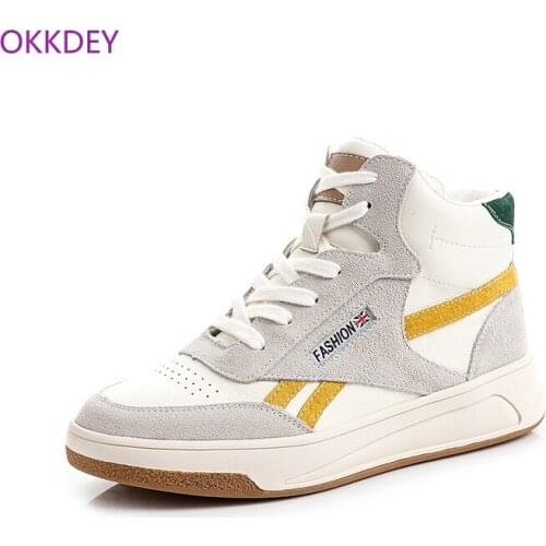 YSHUNIJ Genuine leather white shoes 2021 autumn and winter new Korean version of all-match high-top plus cashmere womens shoes