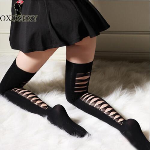Hole cross hollow Women Knee-High Lace Stockings Nylon Female Sexy Stockings Thigh Long Stay Up Stockings Sexy Clothes club 320