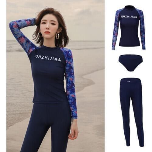 Womens Long Sleeve Rash Guard Wetsuit UV Sun Protection 3pcs Swimsuit Surfing Swim Padded Shirt with Leggings Full Tracksuit