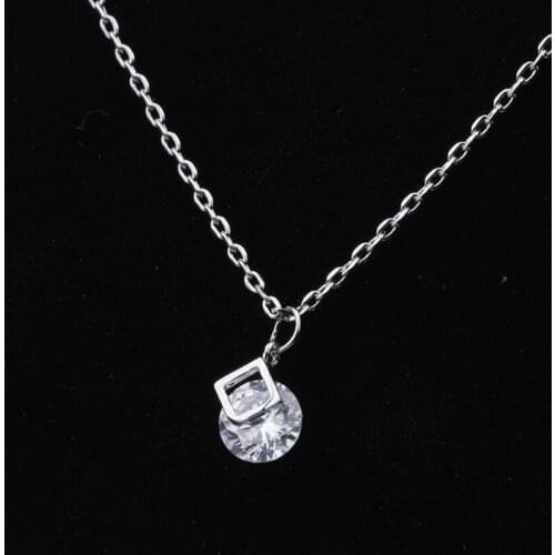 KOFSAC Shiny Zircon Square Hollow Necklace For Women Jewelry 925 Sterling Silver Pendant Necklaces Lady Engagement Gift